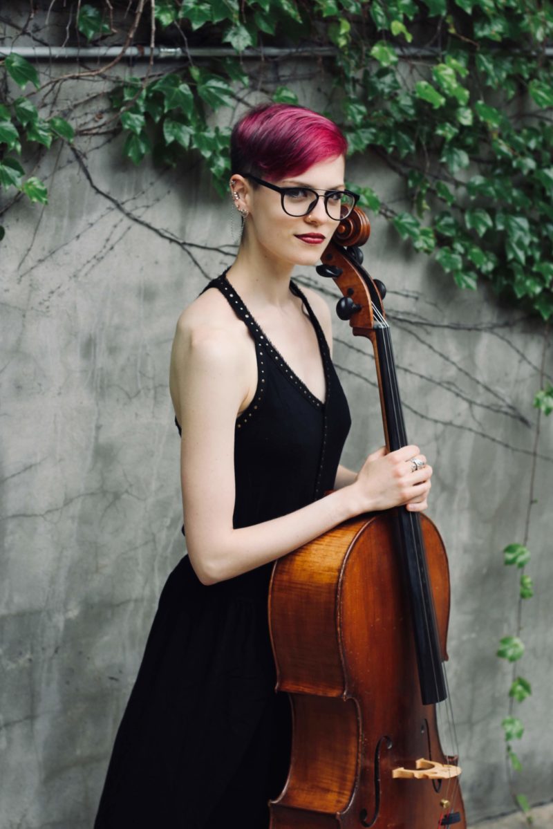 Carolyn Regula holding a cello